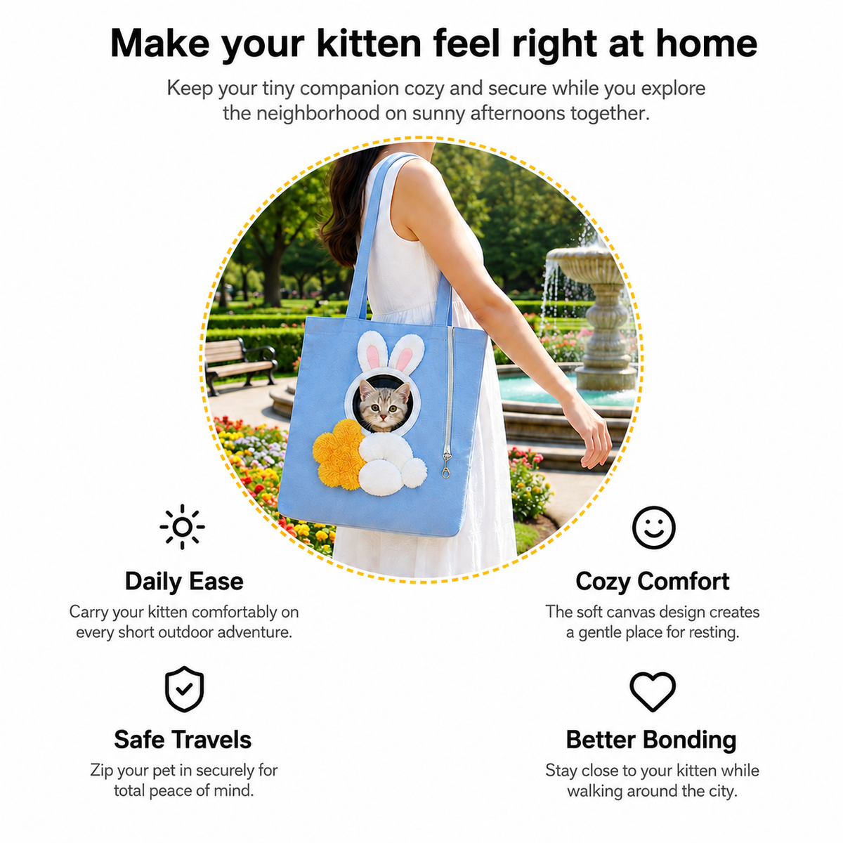 Cozy cat carrier bag for carrying your cat close